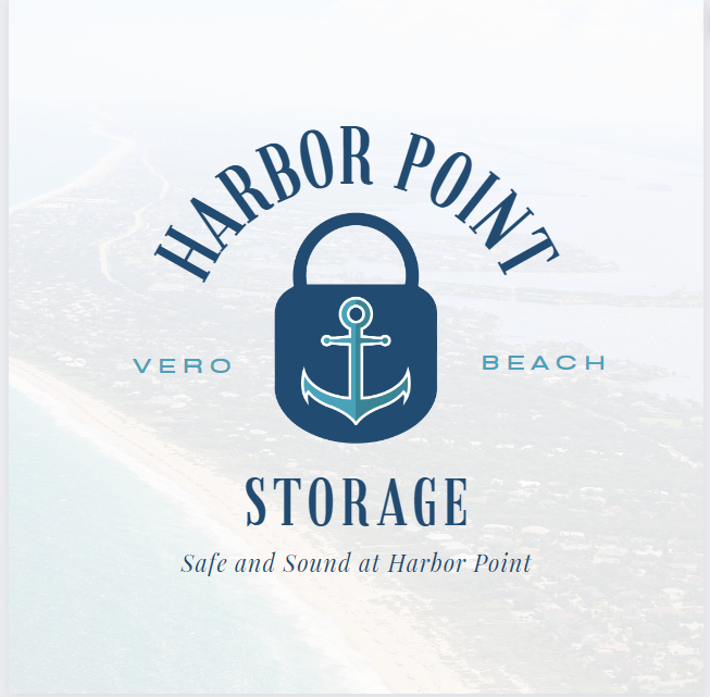 Logo of Harbor Point Storage in Vero Beach, FL, featuring a secure lock and anchor symbolizing safe and reliable self storage and outdoor parking for RVs and boats.